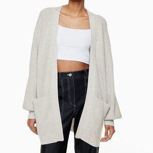 Wilfred Free Unwind Merino Wool Open Front Relaxed Cardigan Heather Birch